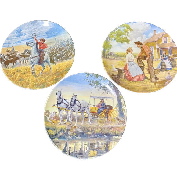 Oklahoma the Musical Knowles By Mort Kunstler Set of 3 Ceramic Plates - Vintage - Picture 1 of 8